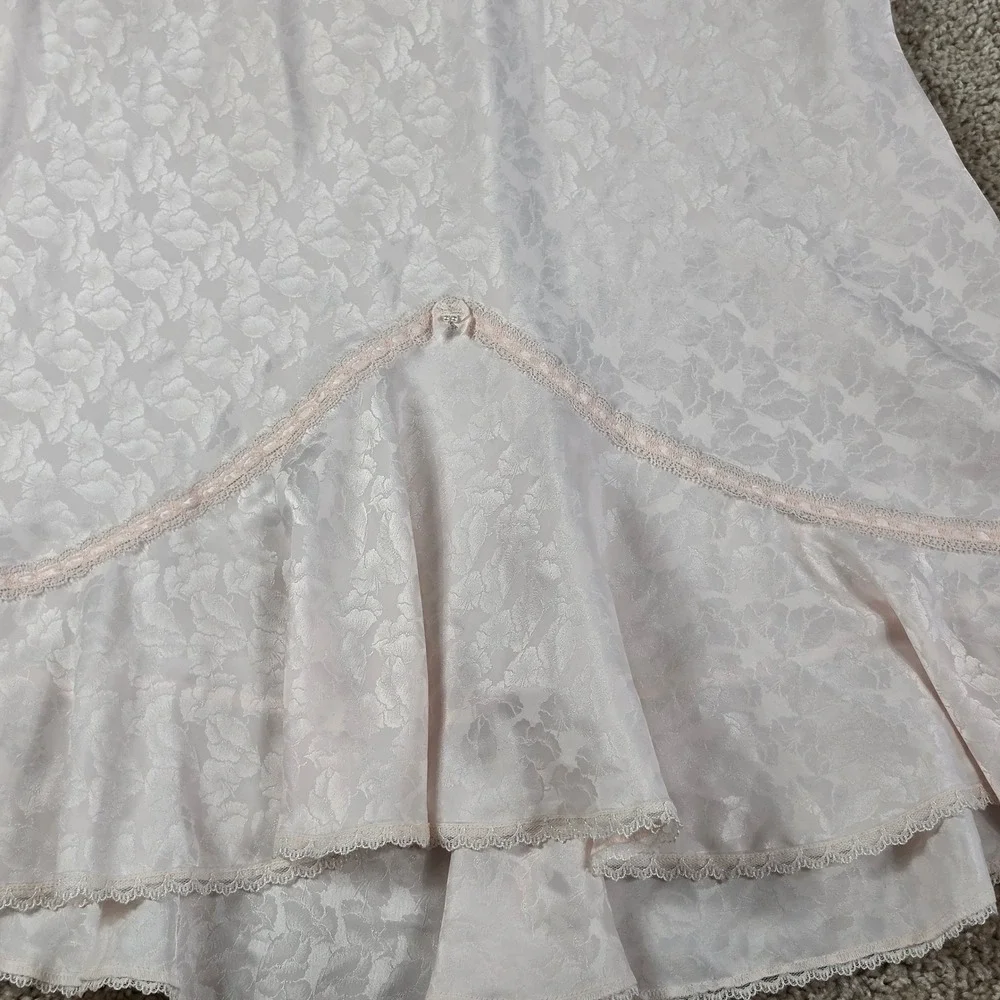 Wacoal Chemise Nightgown Pink Floral Jacquard Lace Trim Vintage Style 34